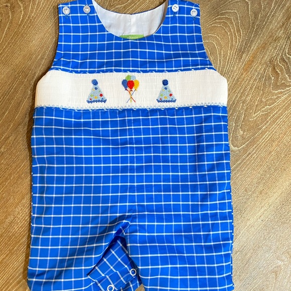 first birthday smocked boy